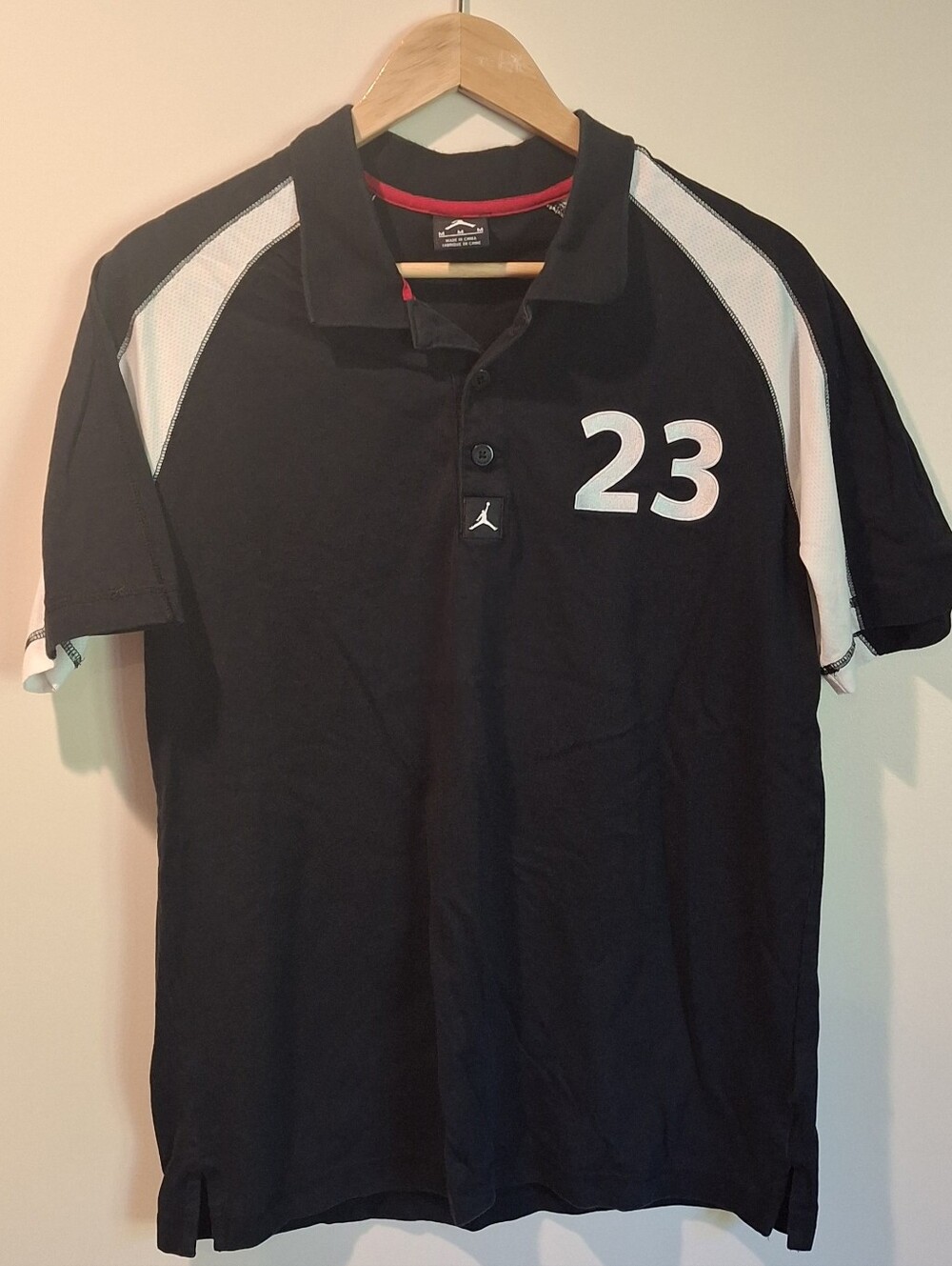 Jordan Mens Medium Black and White Polo Shirt with '23' Athletic Graphic